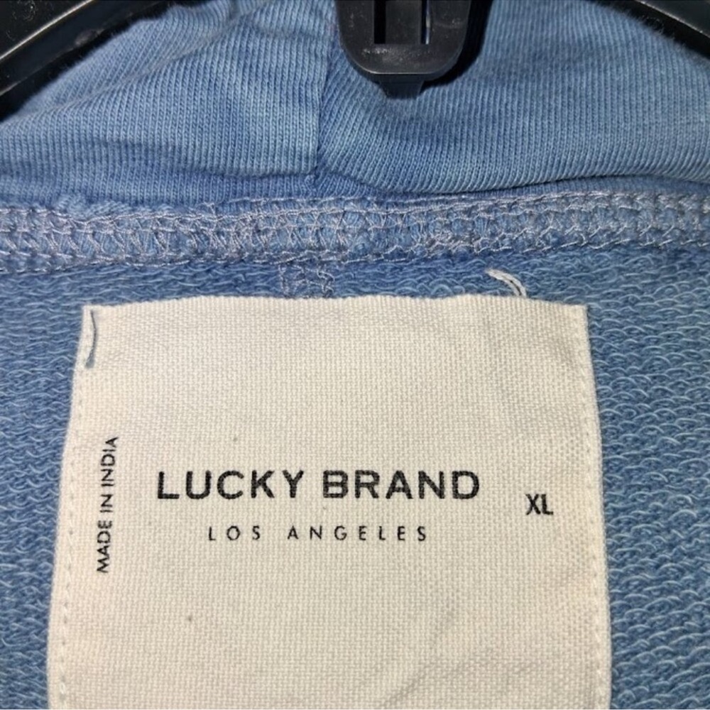 Lucky Brand faded wash Blue Patchwork Floral crop cottagecore sweatshirt Hoodie - Picture 5 of 7